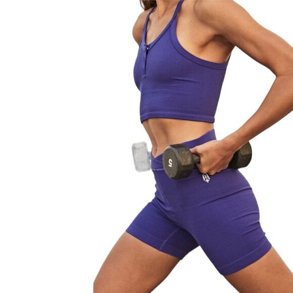 FP Movement Ribbed Biker Shorts NWT | Outerspace Blue | Pilates Core Fit S - Picture 9 of 10